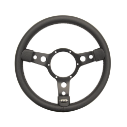 14" Traditional 3 spoke Vinyl Steering Wheel With Black Centre - Black