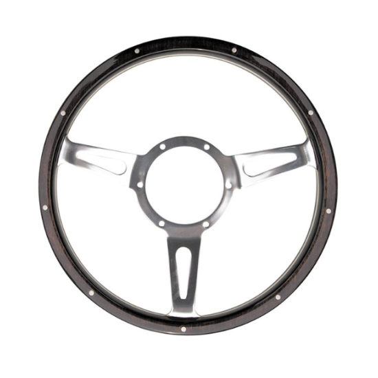 14" Mountney Traditional Classic Riveted Dark Woodrim Semi Dished Steering Wheel