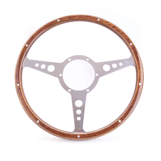 15" Traditional Woodrim Steering Wheel with Flat Dish and Circular Spokes