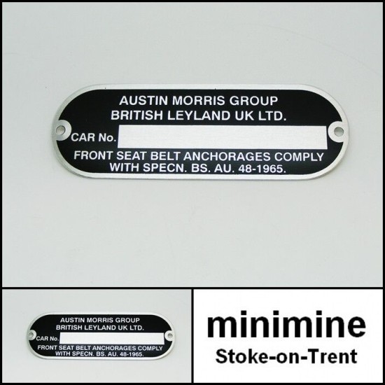 Chassis Plate Austin Morris British Leyland